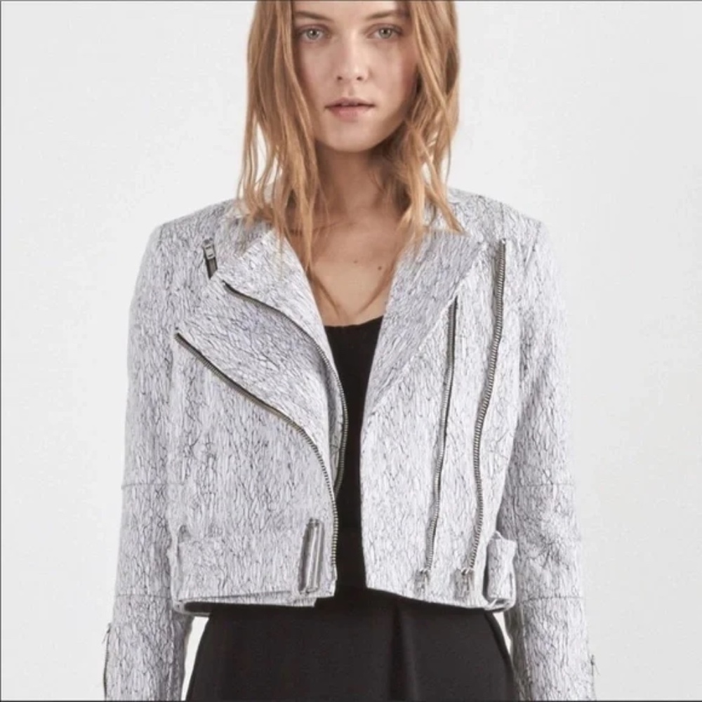 Helmut Lang White Denim Moto Jacket